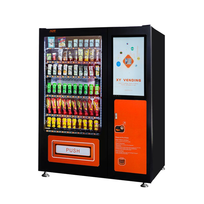 Snack and drink vending machine with 32-inch touch screen can be used to sell snacks and cold or room temperature beverages——XY-DLY-10C-I-32＂