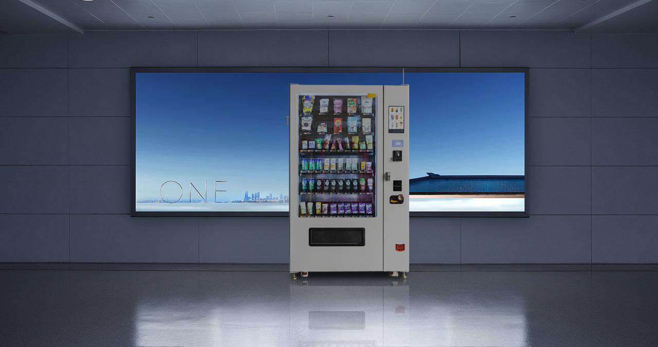 Snack and drink vending machine with lifting system can be used to sell snacks and cold or room temperature beverages——XY-SLY-10C-I-10.1＂