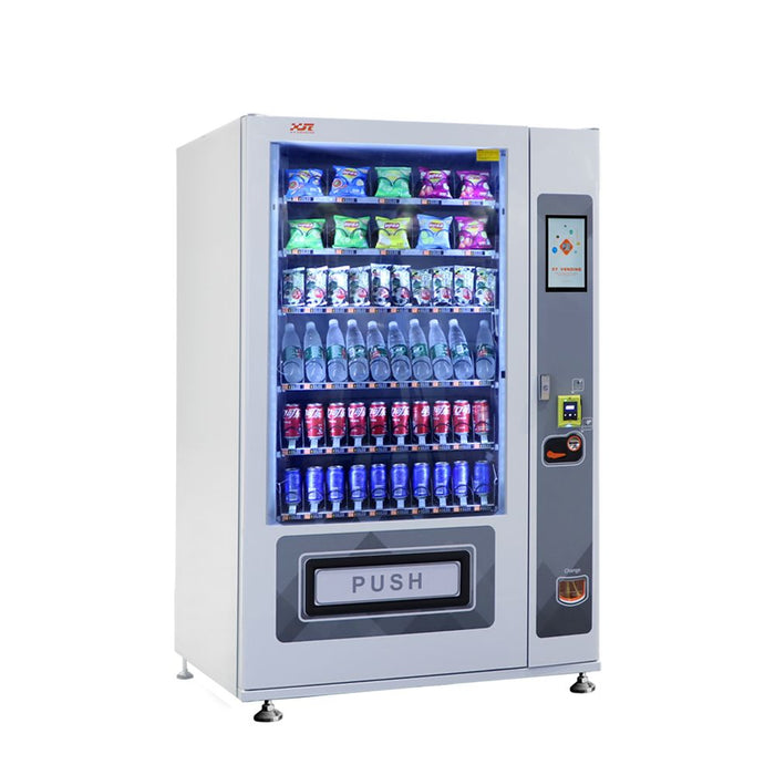 Snack and drink vending machine with lifting system can be used to sell snacks and cold or room temperature beverages——XY-SLY-10C-L1-10.1＂