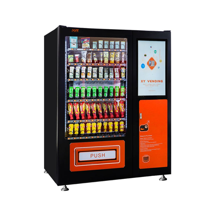 Snack and drink vending machine with 32-inch touch screen can be used to sell snacks and cold or room temperature beverages——XY-DLY-10C-I-32＂