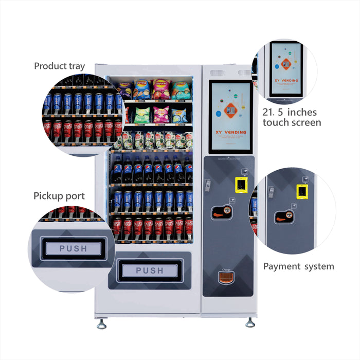 Snack and drink vending machine can be used to sell snacks and cold or room temperature beverages——XY-DLY-8C-L1-21.5＂