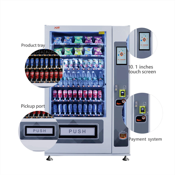 Snack and drink vending machine can be used to sell snacks and cold or room temperature beverages——XY-DLY-10C-L1-10.1＂