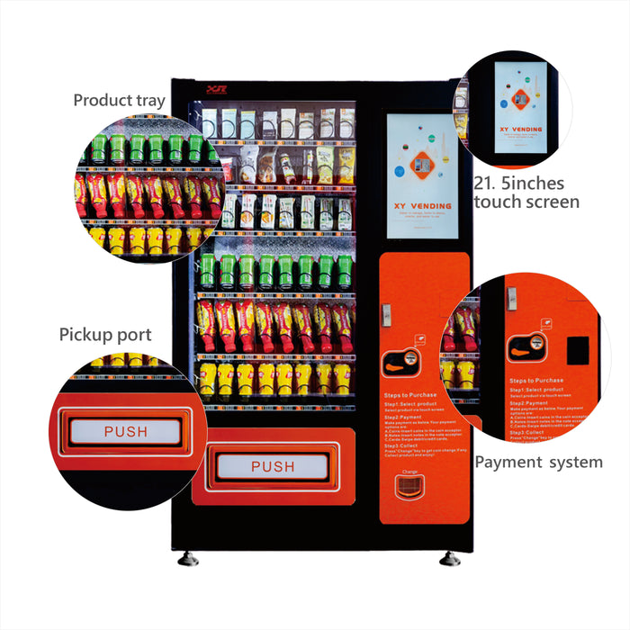 Snack and drink vending machine with 21.5-inch touch screen can be used to sell snacks and cold or room temperature beverages——XY-DLY-8C-21.5＂