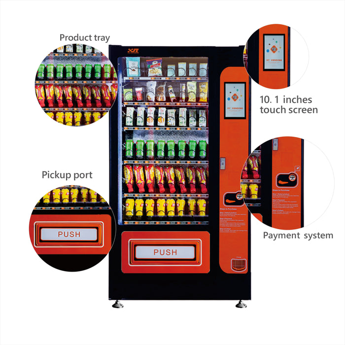 Snack and drink vending machine with 10.1-inch touch screen can be used to sell snacks and cold or room temperature beverages——XY-DLY-8C-10.1＂