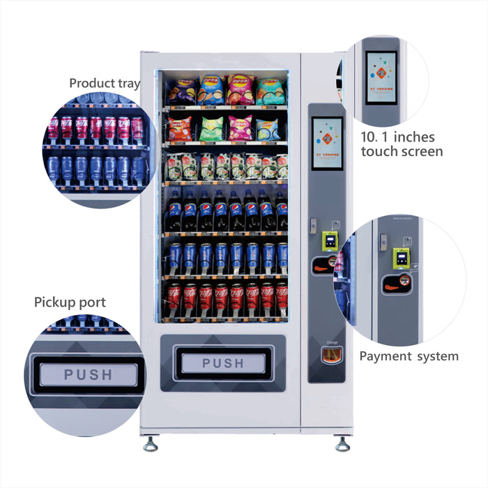 Snack and drink vending machine can be used to sell snacks and cold or room temperature beveragesSnack and drink vending machine can be used to sell snacks and cold or room temperature beverages——DLY-8C-L1-10.1＂