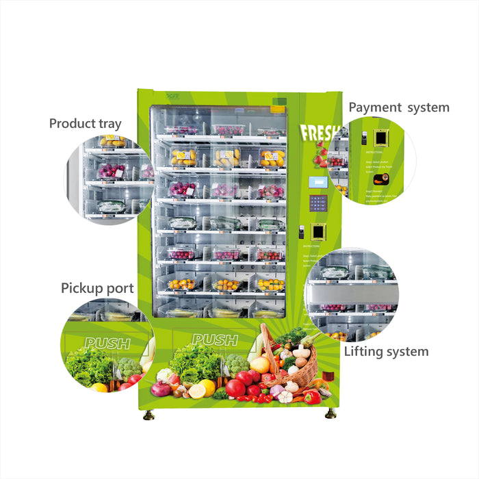 Fresh Food Vending Machines Sell Fresh Food That Need to be Kept Fresh and refrigerated.