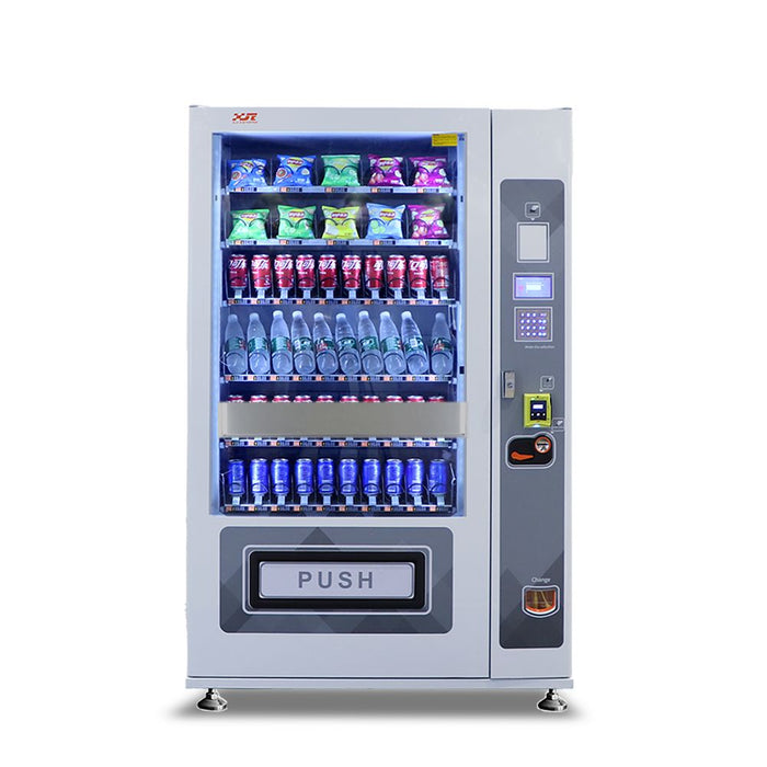 Snack and drink vending machine with lifting system can be used to sell snacks and cold or room temperature beverages——XY-SLE-10C-L1