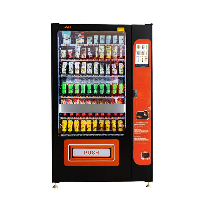 Snack and drink vending machine with lifting system can be used to sell snacks and cold or room temperature beverages——XY-SLY-10C-I-10.1＂