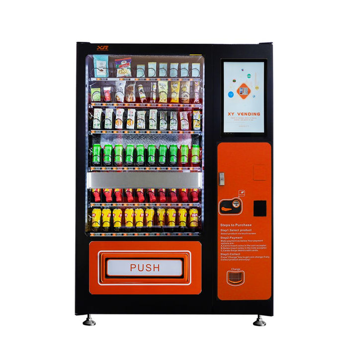 Snack and drink vending machine with lifting system can be used to sell snacks and cold or room temperature beverages——XY-SLY-10C-I-21.5＂