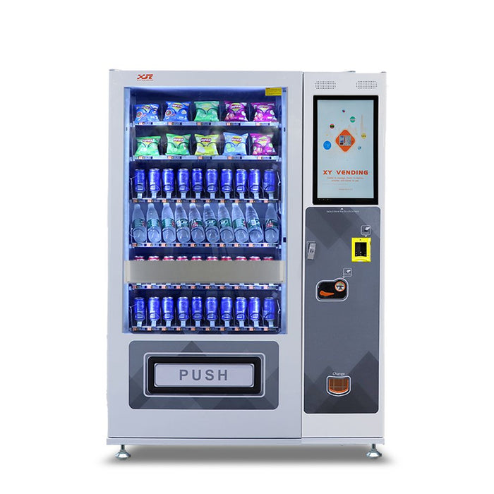 Snack and drink vending machine with lifting system can be used to sell snacks and cold or room temperature beverages——XY-SLY-10C-L1-21.5＂